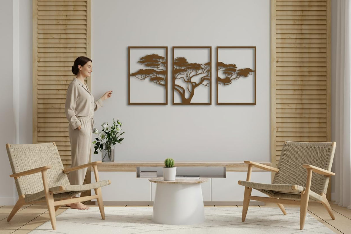Baum des Lebens – African, Braun – Metall-Wandkunst, 3D