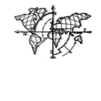 Weltkarte mit Kompass Schwarz Detail
