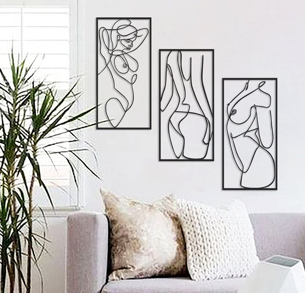 Tubibu 3 Stück dekorative % 100 Metall Get Naked Metall Wandkunst, minimalistische Metall Wanddekoration, Wandschild, Home Office Dekoration, Schlafzimmer Wohnzimmer Dekor, Wandskulptur (3 Stück)