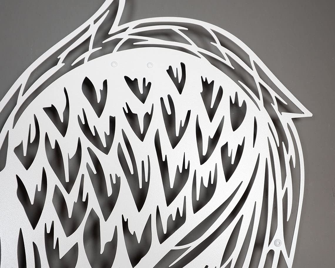 Tubibu Engelsflügel Metall Wandkunst, 100% Metall 2D Skulptur Groß und Breit - Wandbehang für Wohnzimmer, Schlafzimmer, Wohnheim, Geschenk für sie, Herzform (weiß)