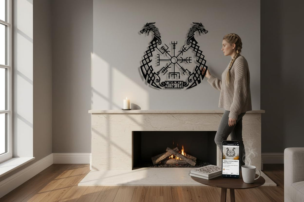 Wikinger Wanddeko aus Metall – Abstrakt, 70 cm, 3D-Schatteneffekt