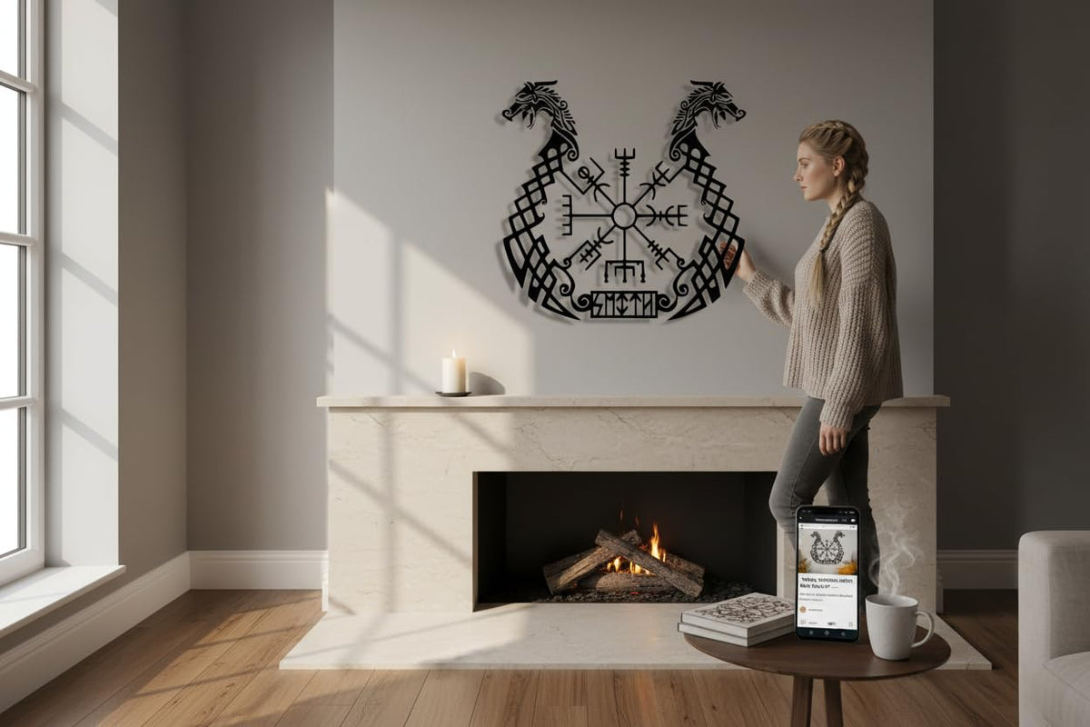 Wikinger Wanddeko aus Metall – Abstrakt, 70 cm, 3D-Schatteneffekt
