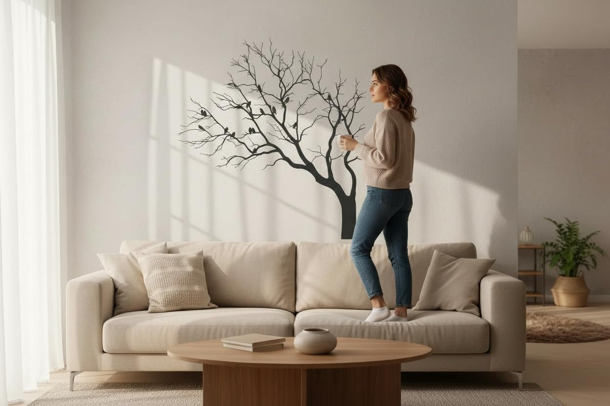 Baum des Lebens mit Vogel – Metall-Wandkunst, 3D