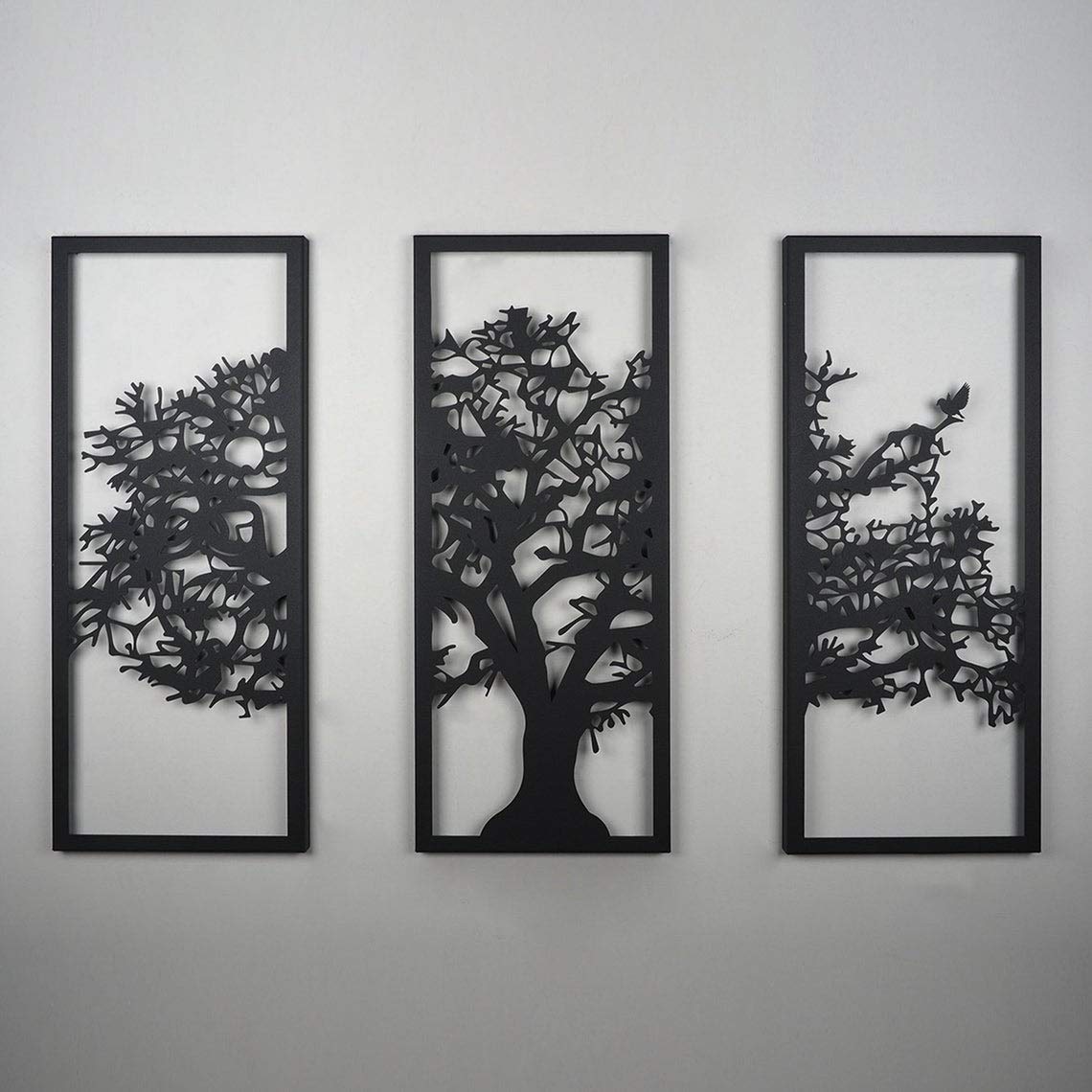 Tubibu 3 Panels Familienstammbaum Metall Wanddekoration Baum des Lebens Wandkunst für Zuhause Schlafzimmer Wohnzimmer