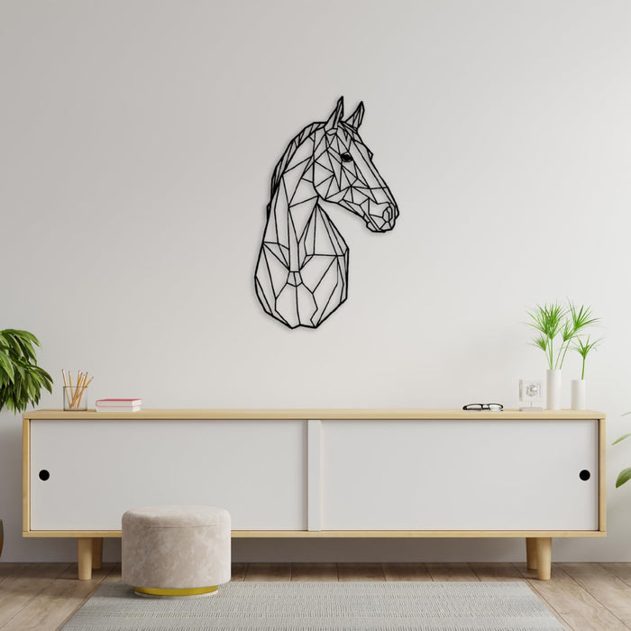 Tubibu-Metall-Wandkunst – Geometrisches Pferd und Baum – Handgefertigte Wanddekoration für Wohnzimmer, Schlafzimmer, Büro oder Eingangsbereich – Modernes Bauernhaus-Dekor – tigte Wanddekoration für Wohnzimmer, Schlafzimmer, Büro oder Eingangsbereich – Modernes Bauernhaus-Dekor (Geo 102x64 cm)