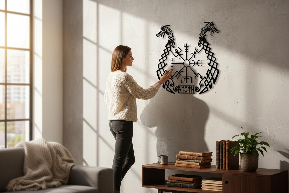 Wikinger Wanddeko aus Metall – Abstrakt, 70 cm, 3D-Schatteneffekt