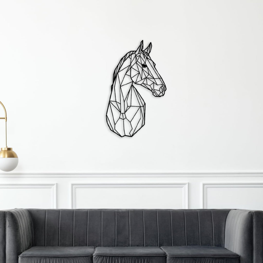 Tubibu-Metall-Wandkunst – Geometrisches Pferd und Baum – Handgefertigte Wanddekoration für Wohnzimmer, Schlafzimmer, Büro oder Eingangsbereich – Modernes Bauernhaus-Dekor