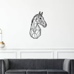 Tubibu-Metall-Wandkunst – Geometrisches Pferd und Baum – Handgefertigte Wanddekoration für Wohnzimmer, Schlafzimmer, Büro oder Eingangsbereich – Modernes Bauernhaus-Dekor