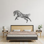 Baum des Lebens – Pferd – Metall-Wandkunst, 96 × 68 cm