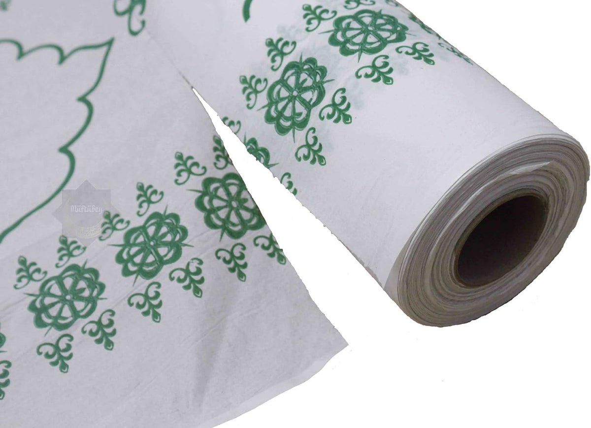 Tubibu 100x Einweg Gebetsteppich auf Rolle (50x120 cm) – Wasserabweisende Unterseite – Professionelle Lösung für Moschee, Reise, Hotel & Gäste – Praktische Perforation