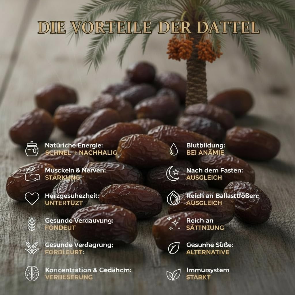 5 Kg Datteln Medjool Medjoul Datteln Kiste | VEGAN | fruchtiger, honigsüßer aromatischer Geschmack |