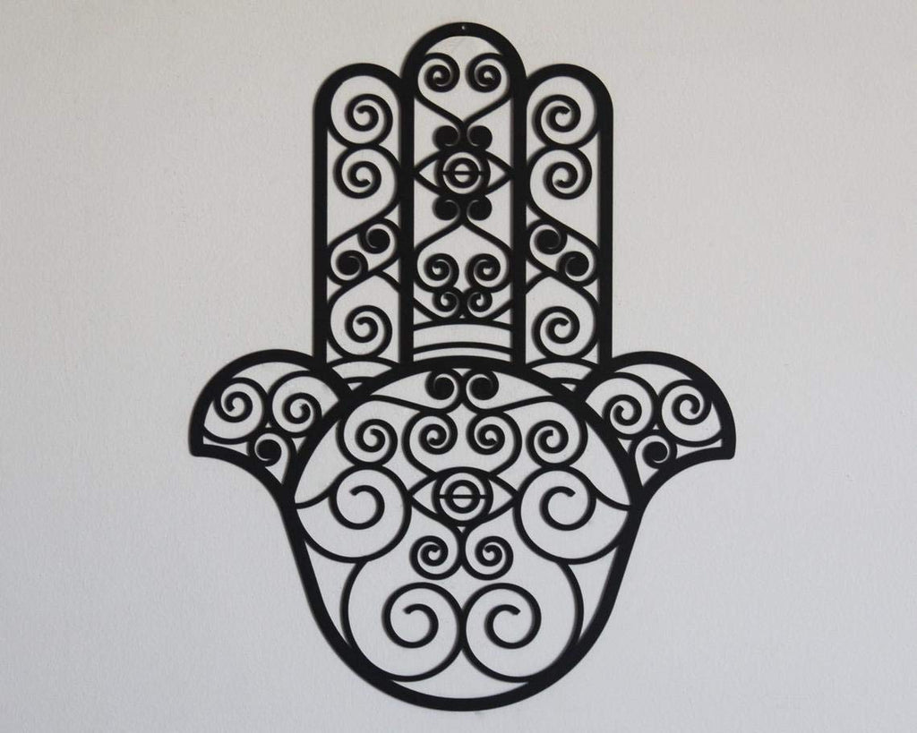 Tubibu %100 Metall Hand der Fatima Hamsa Segen für das Zuhause – in Hebräisch – Viel Glück Wanddekoration Wandkunst