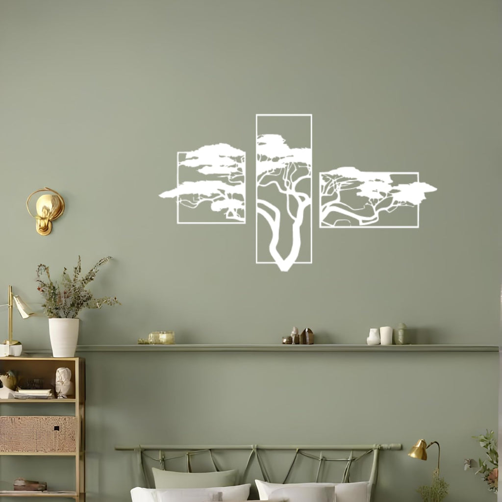 Baum des Lebens Accasia Weiß Medium Metall-Wandkunst