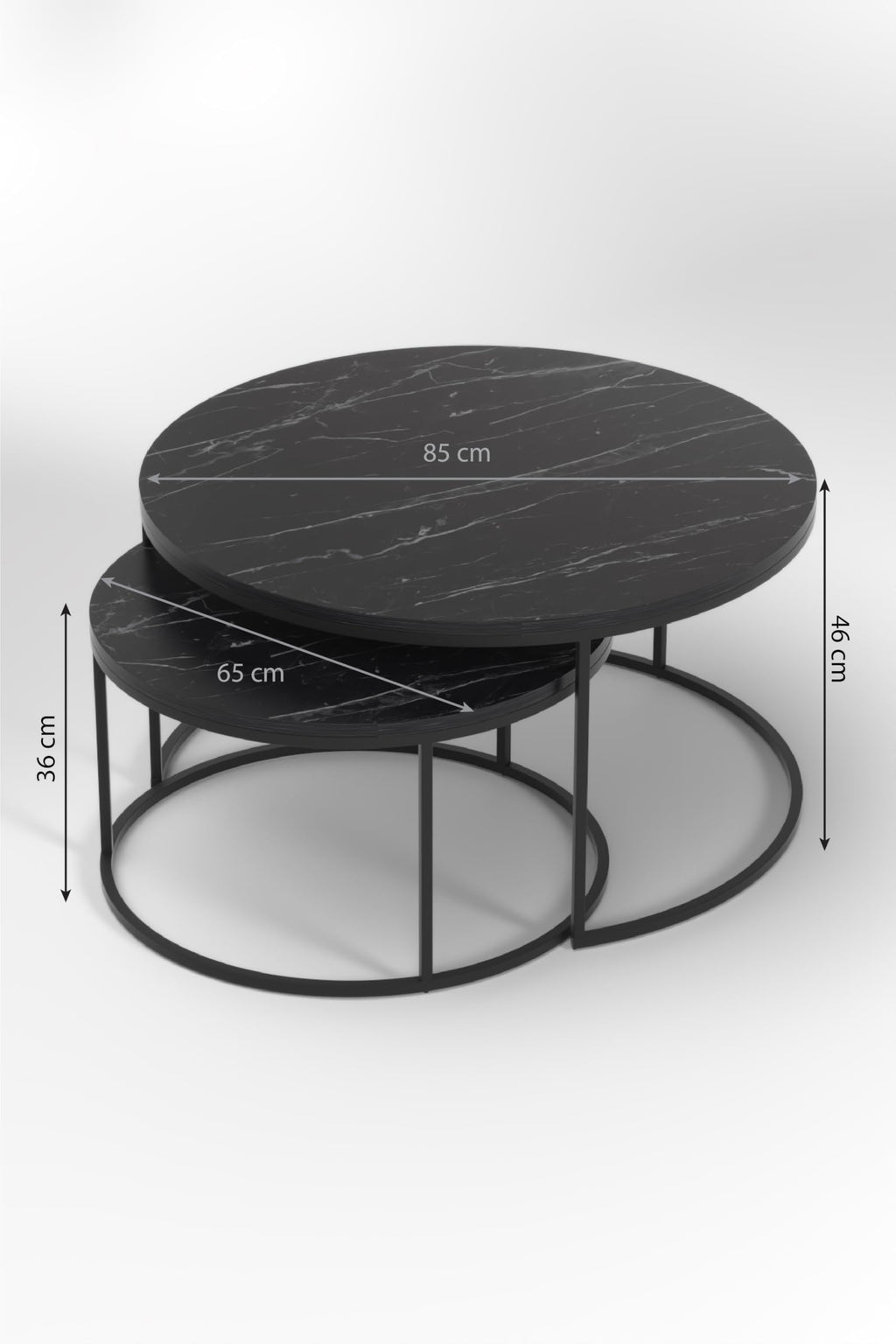 Couchtisch-Set Marmoroptik Schwarz