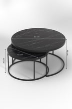 Couchtisch-Set Marmoroptik Schwarz