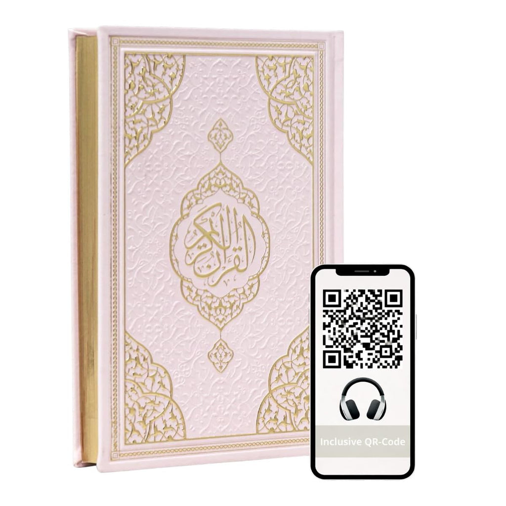 Koran auf Arabisch mit roséfarbenem Termo-Ledereinband und Goldschnitt