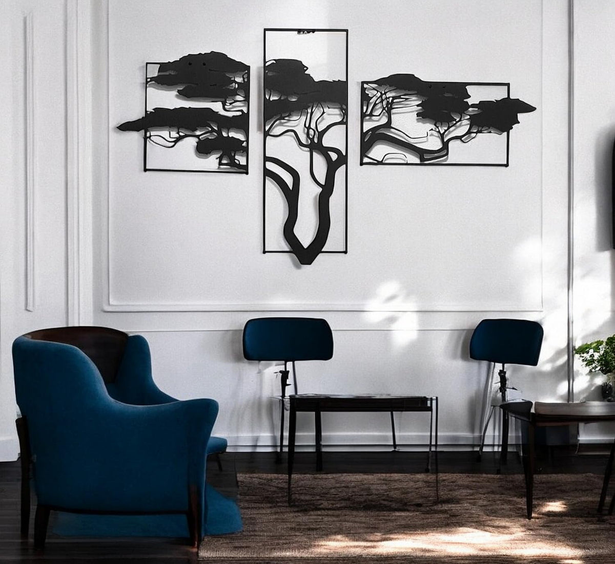 Baum des Lebens – Accasia, Schwarz – Metall-Wandkunst, 3D