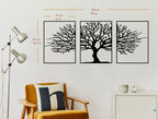 Tubibu Moderne Metall-Wandkunst 3er Set, 100% Metall - Metallische Wanddekoration, Wandbehang für Wohnzimmer, Schlafzimmer, Wohnheim, Wandskulpturen (Schwarzer Baum, klein)