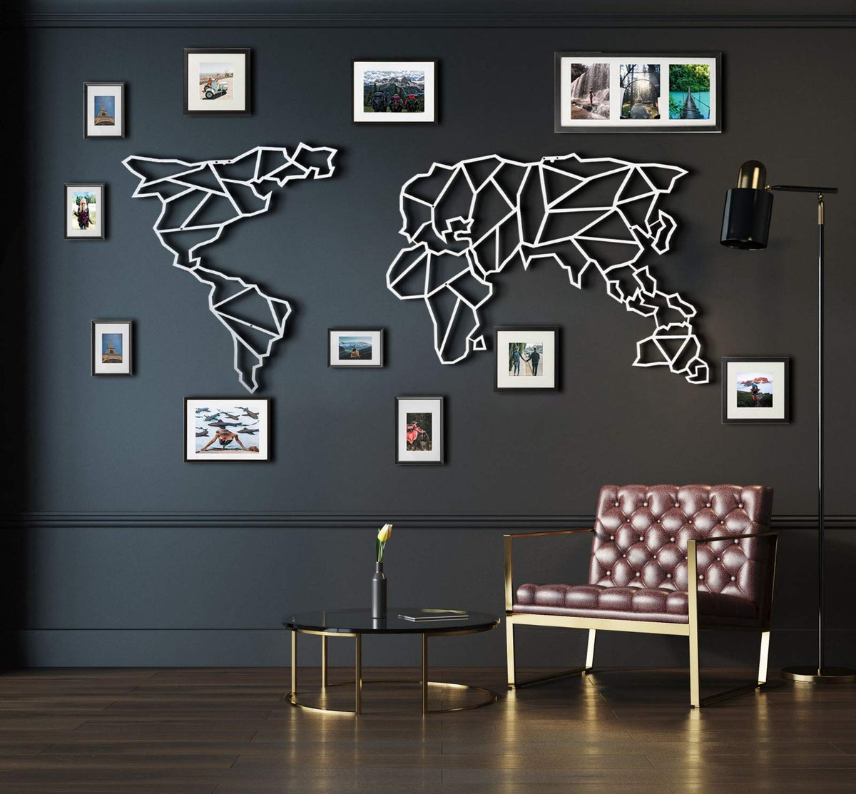 Geo Map Weltkarte Weiß – Metall-Wandkunst