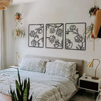 Tubibu 3 Stücke Dekorative Blumen Set %100 Metall Wandbehang Metall Wandkunst Minimalistische Metall Wanddekoration Wandschild Home Office Dekoration Schlafzimmer Wohnzimmer Dekor Wandskulptur