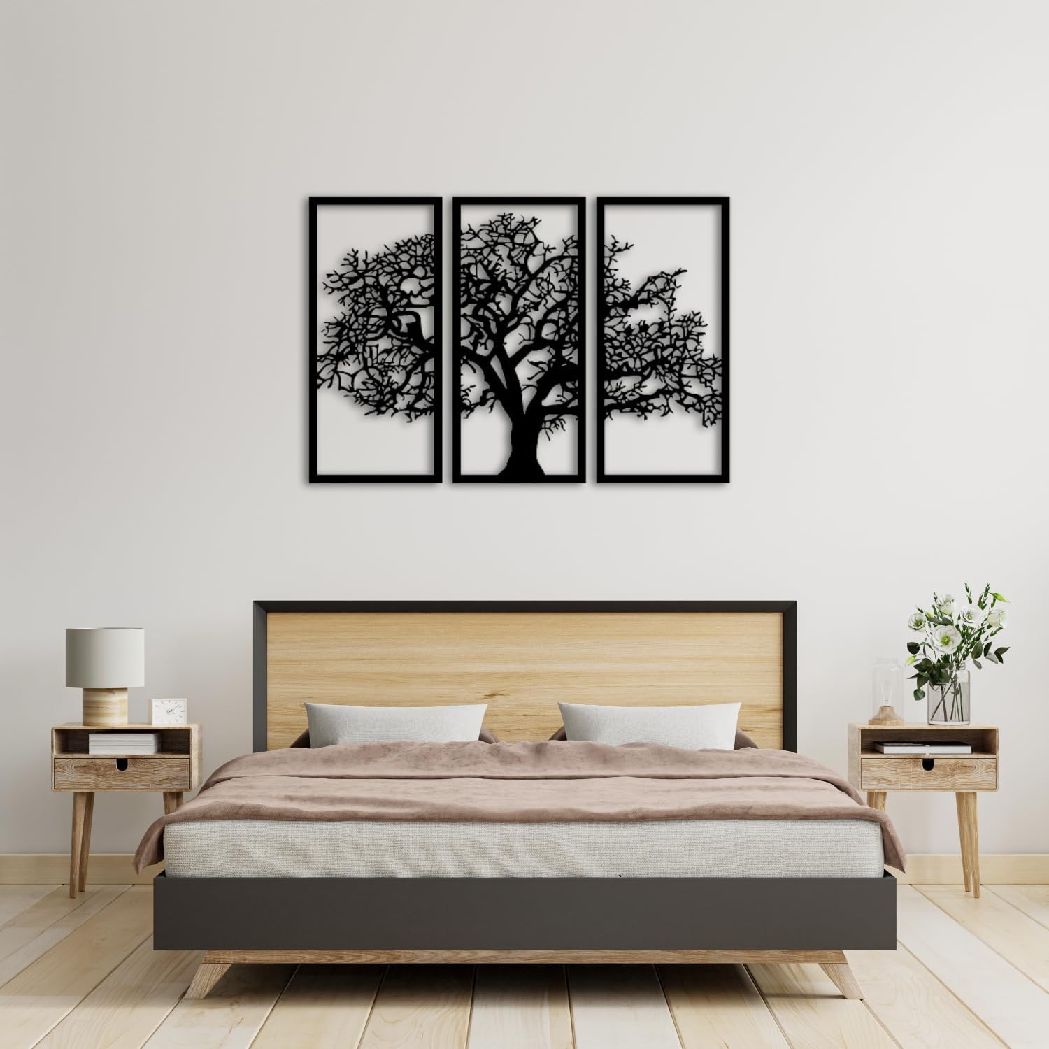 Tubibu Baum des Lebens Wanddeko, Wandbild aus Metall Schwarz, Haus Wandkunst-Dekoration, Wandaufkleber 3D, Moderne Deko, Bilder für Zuhause Büro Schlafzimmer, Wohnzimmer (African, Large)
