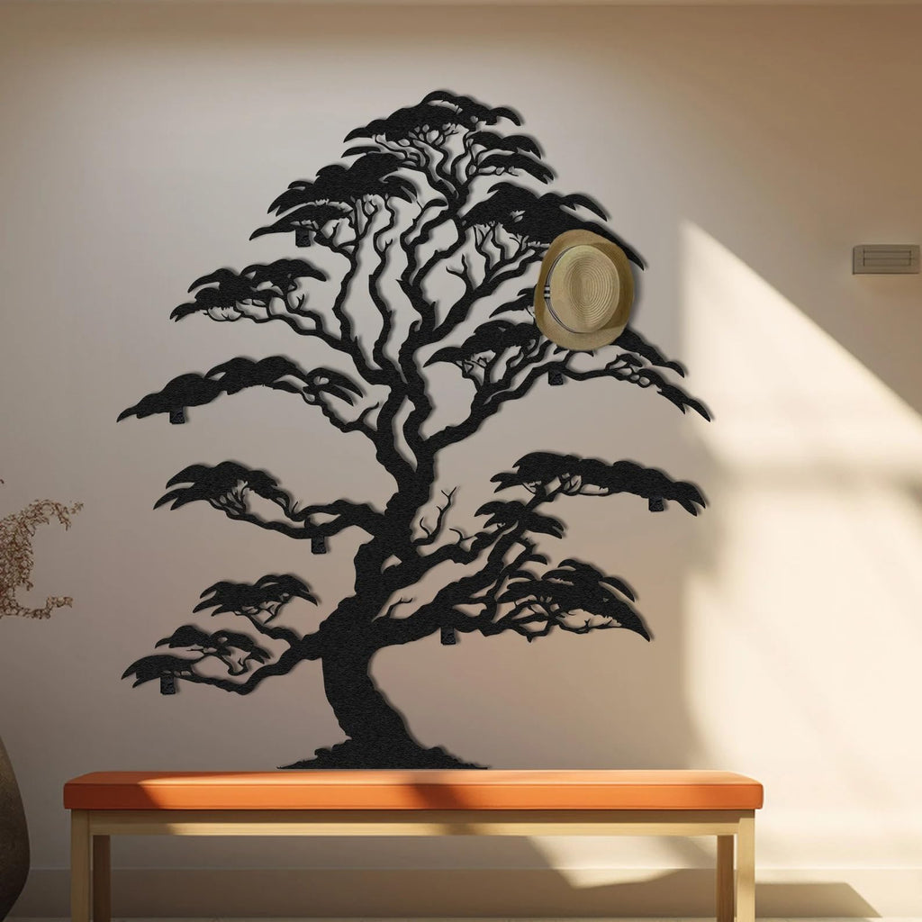 Baum des Lebens mit Haken – Metall-Wandgarderobe, 3D