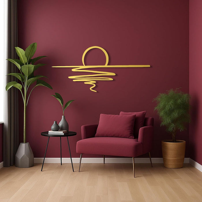 Sonne Gold Metall-Wandkunst über Sofa