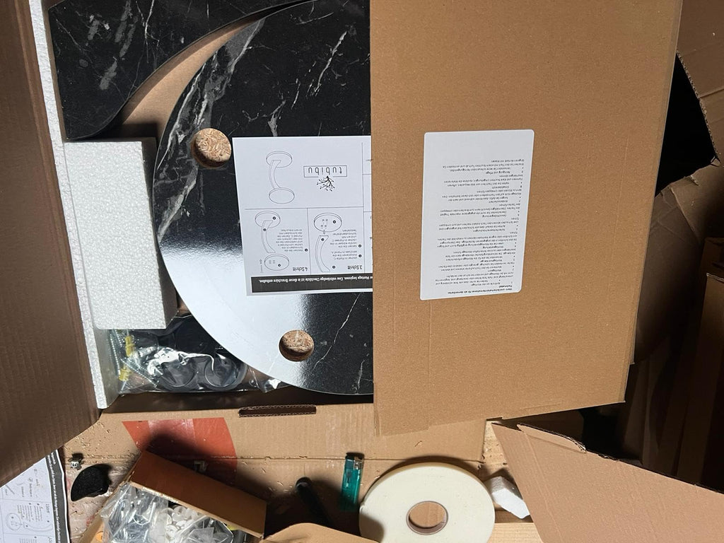 Beistelltisch C-Form Marmor-Schwarz