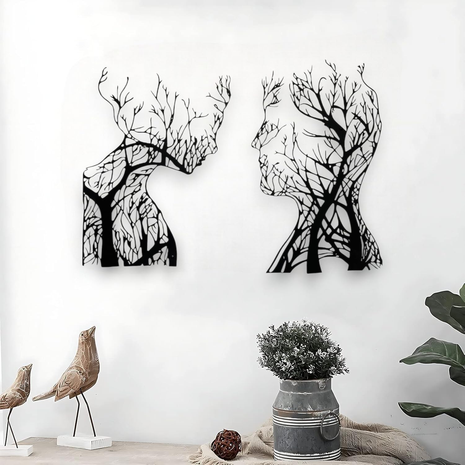 Tubibu Baum des Lebens Wanddeko, Wandbild aus Metall Schwarz, Haus Wandkunst-Dekoration, Wandaufkleber 3D, Moderne Deko, Bilder für Zuhause Büro Schlafzimmer, Wohnzimmer (African, Large)