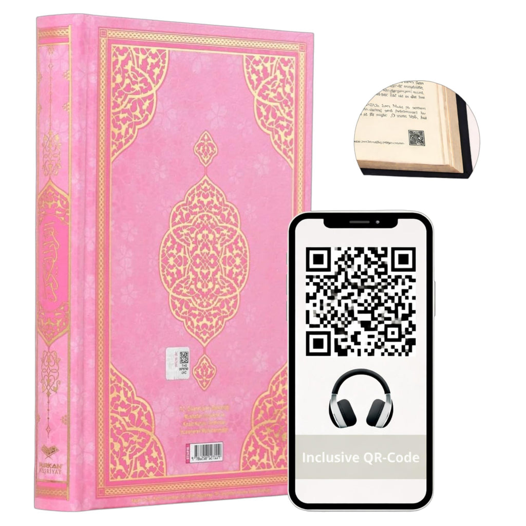 Koran auf Arabisch mit pinkem Einband und goldener Prägung