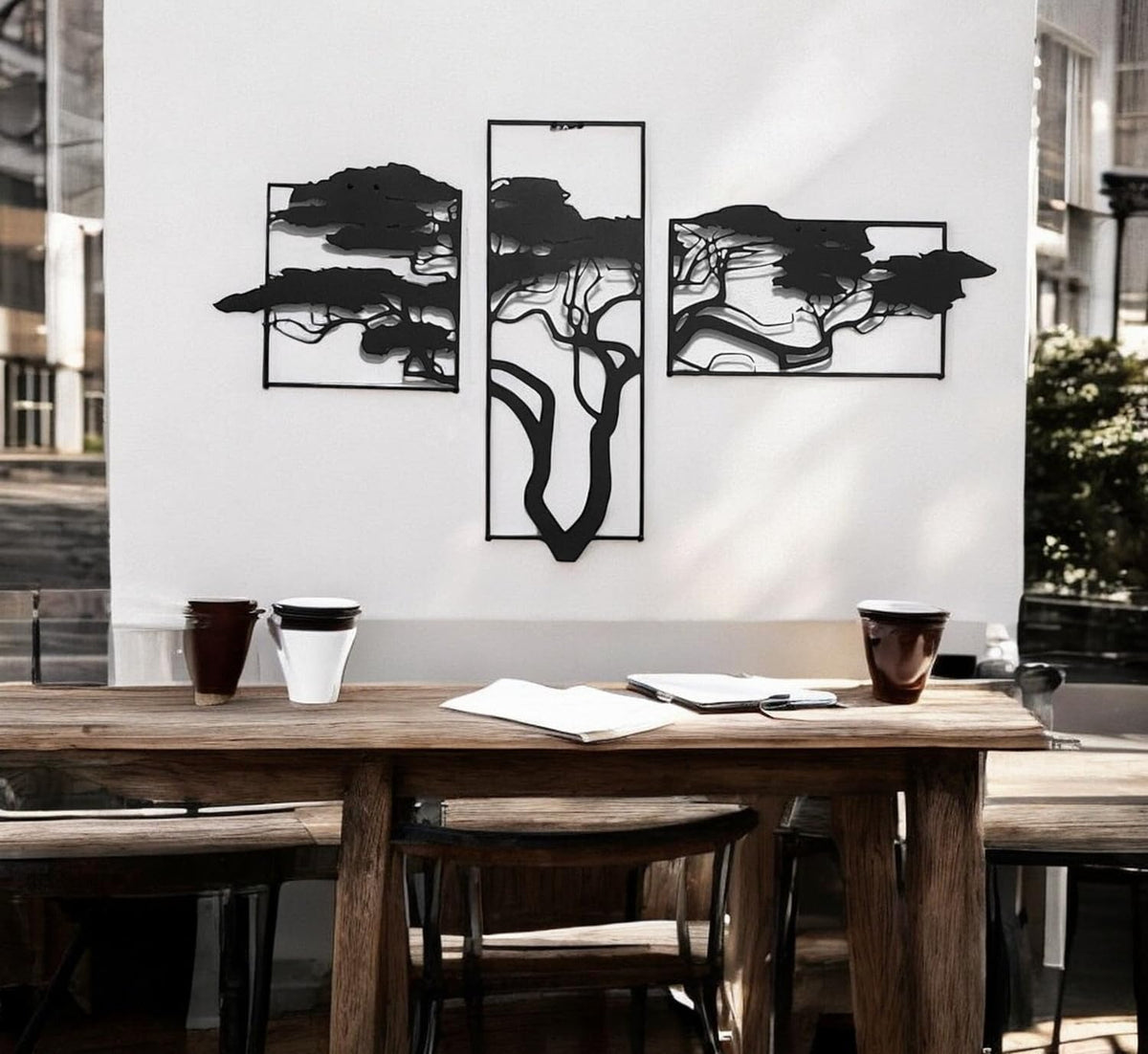 Baum des Lebens – Accasia, Schwarz – Metall-Wandkunst, 3D