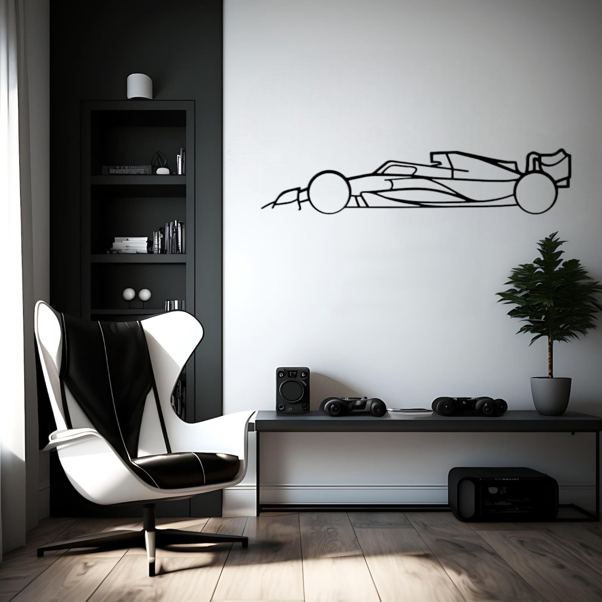 Tubibu Metall Wandbild, Wanddeko, Silhouette, Metal Car Wall Art, 3D Muster, Metall-Auto-Dekor, Schwarze große Auto Muster Wanddekoration für Zuhause Wohnzimmer (Small, 911)