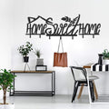 Garderobenleiste „Home Sweet Home“ aus Metall – Schriftzug mit Haken, 100 × 35 cm