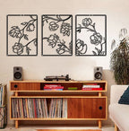 Tubibu 3 Stücke Dekorative Blumen Set %100 Metall Wandbehang Metall Wandkunst Minimalistische Metall Wanddekoration Wandschild Home Office Dekoration Schlafzimmer Wohnzimmer Dekor Wandskulptur