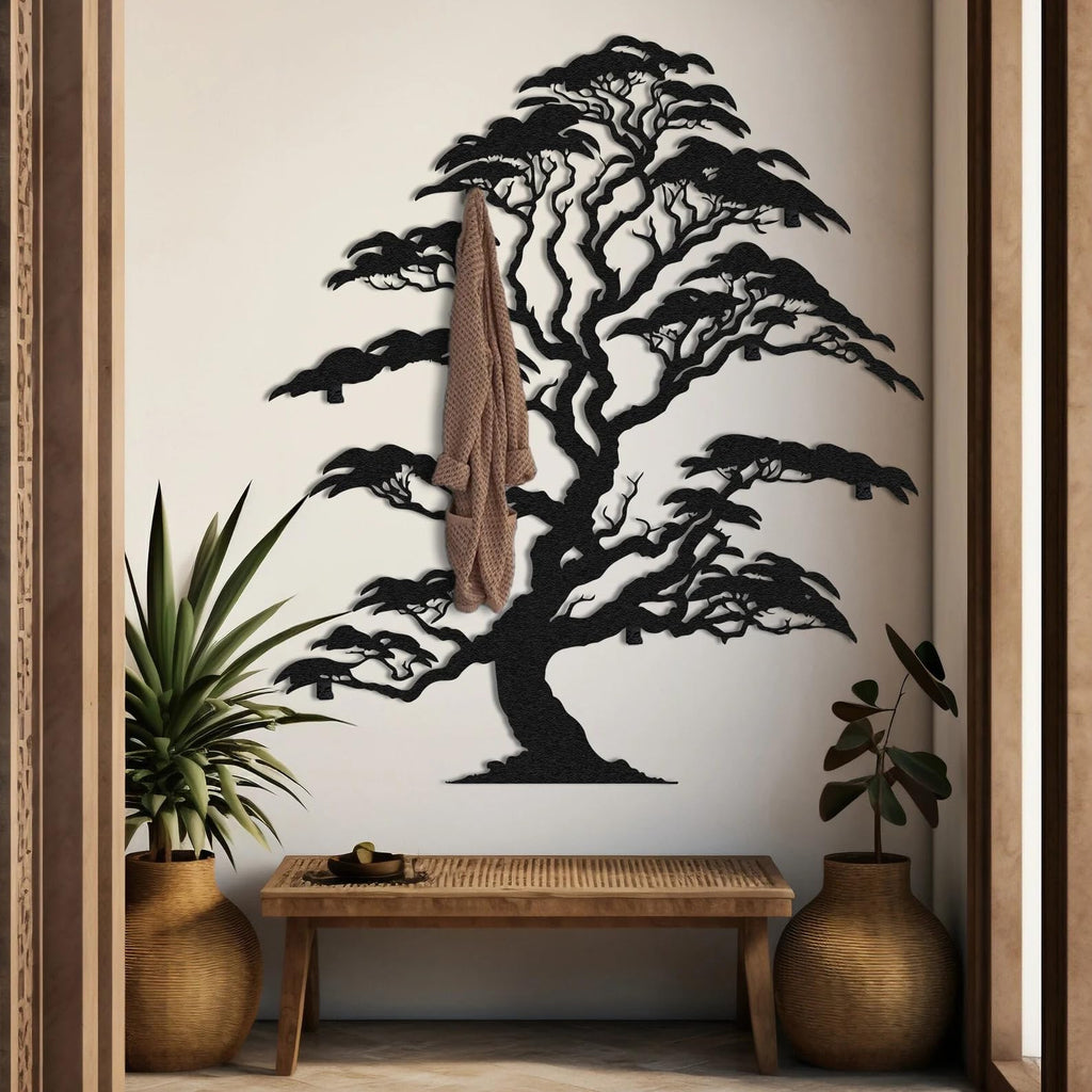 Baum des Lebens mit Haken Metall-Wandgarderobe
