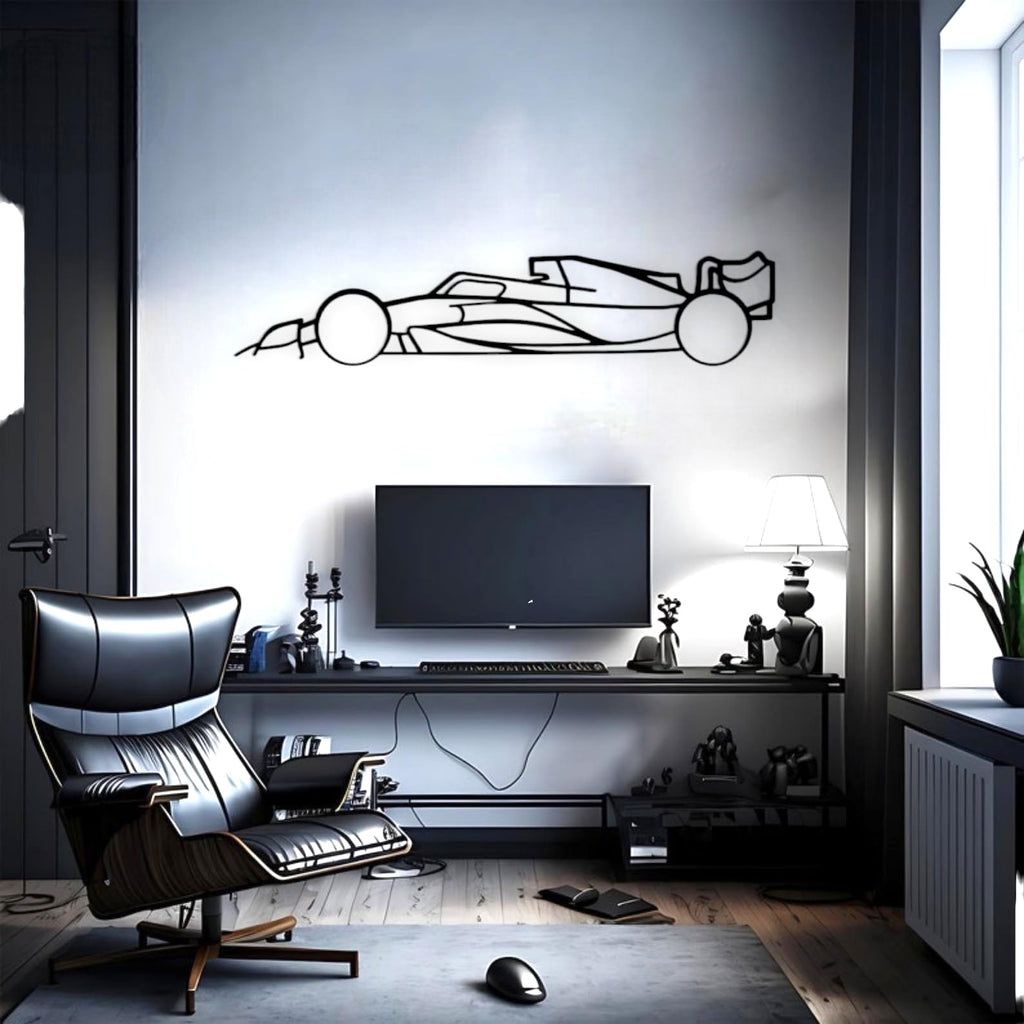 Tubibu Metall Wandbild, Wanddeko, Silhouette, Metal Car Wall Art, 3D Muster, Metall-Auto-Dekor, Schwarze große Auto Muster Wanddekoration für Zuhause Wohnzimmer (Small, 911)