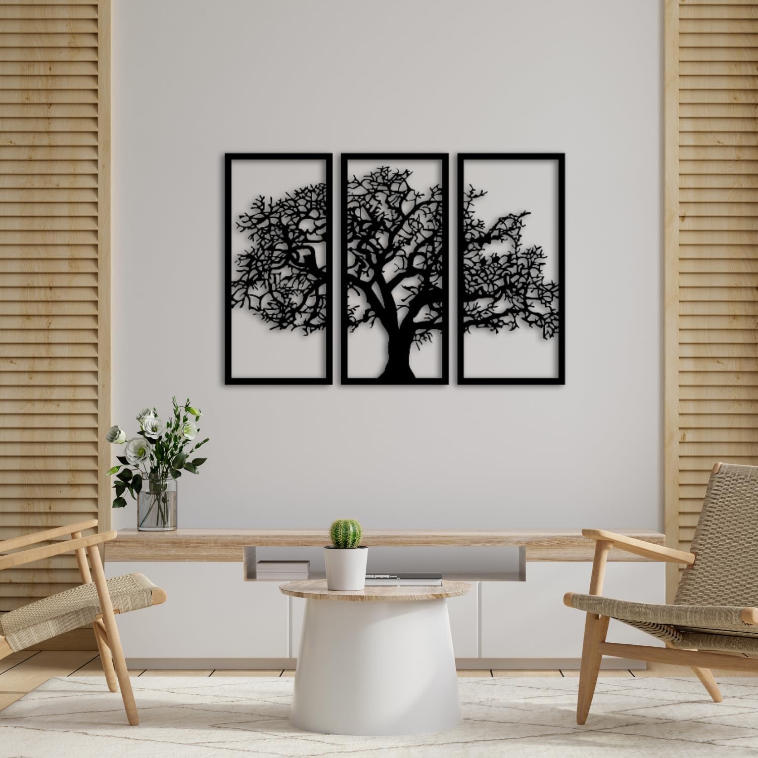Tubibu Baum des Lebens Wanddeko, Wandbild aus Metall Schwarz, Haus Wandkunst-Dekoration, Wandaufkleber 3D, Moderne Deko, Bilder für Zuhause Büro Schlafzimmer, Wohnzimmer (African, Large)