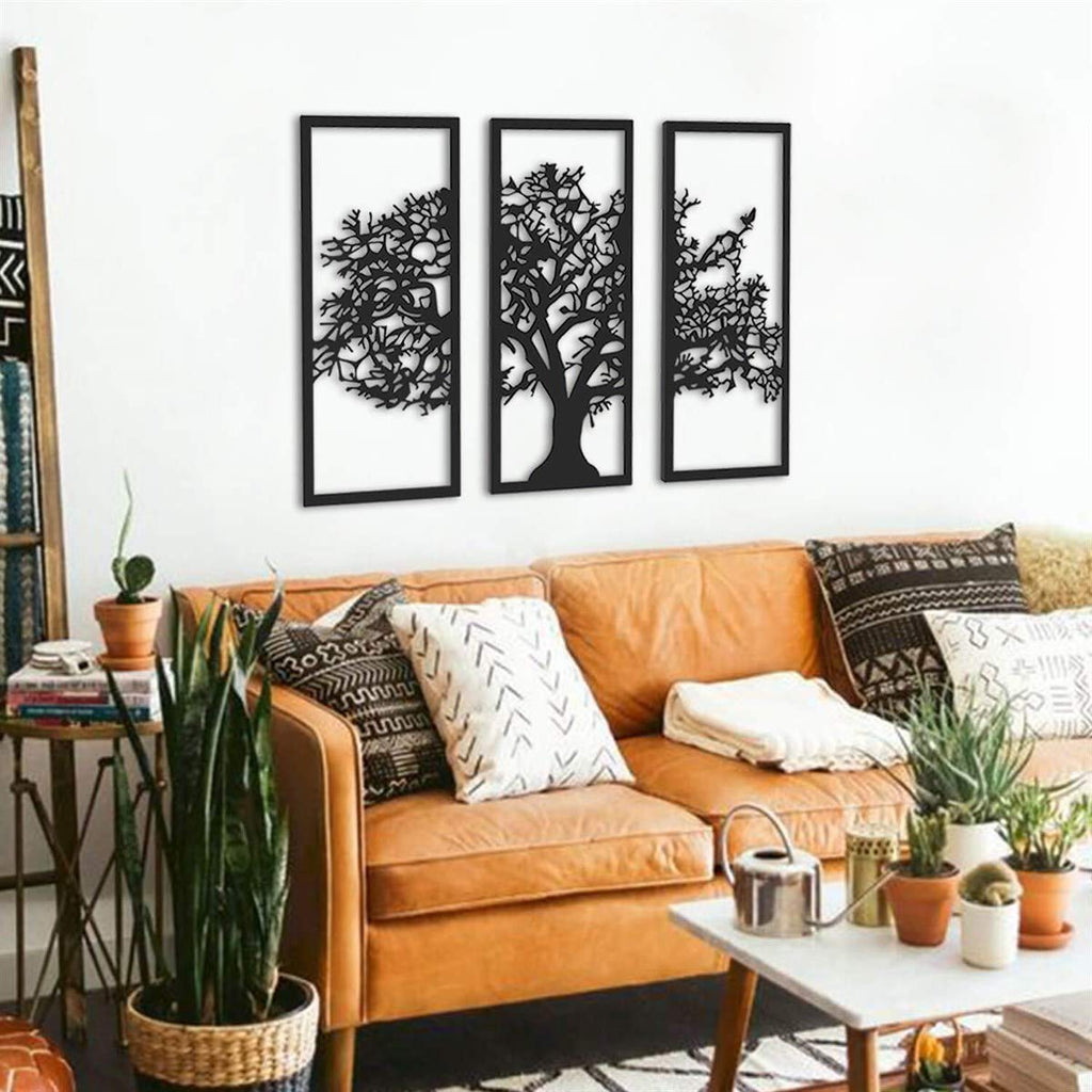 Baum des Lebens – Klassik, Schwarz – Metall-Wandkunst, 99 × 70 cm