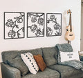 Tubibu 3 Stücke Dekorative Blumen Set %100 Metall Wandbehang Metall Wandkunst Minimalistische Metall Wanddekoration Wandschild Home Office Dekoration Schlafzimmer Wohnzimmer Dekor Wandskulptur
