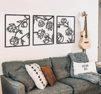 Tubibu 3 Stücke Dekorative Blumen Set %100 Metall Wandbehang Metall Wandkunst Minimalistische Metall Wanddekoration Wandschild Home Office Dekoration Schlafzimmer Wohnzimmer Dekor Wandskulptur