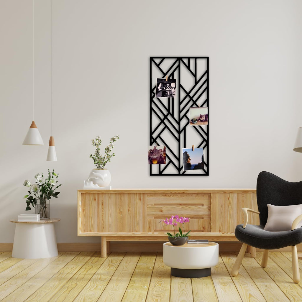 Wandgitter Schwarz,Wanddekor, Multifunktionale Gitterwand, DIY Eisen Gitter der Fotowand Dekoration, Pinnwand Foto an der Memoboard Hängen in der Familie, Küche, Fotohalter, Organizer für wand (Cubic)