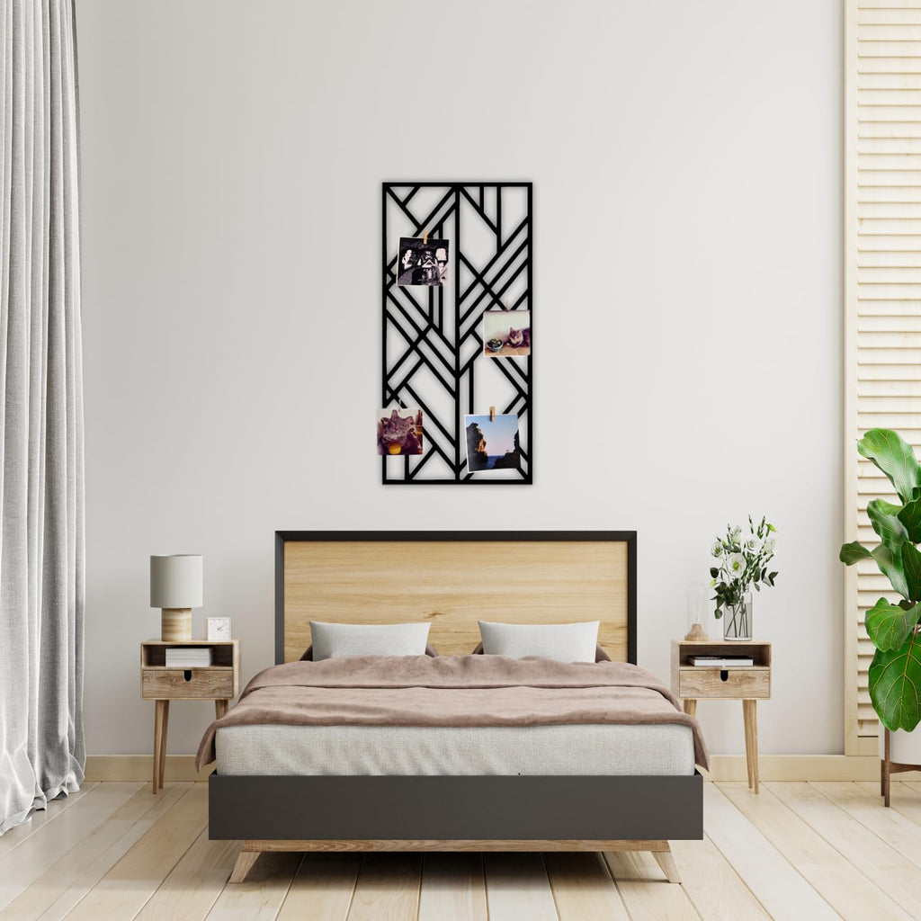 Wandgitter Schwarz,Wanddekor, Multifunktionale Gitterwand, DIY Eisen Gitter der Fotowand Dekoration, Pinnwand Foto an der Memoboard Hängen in der Familie, Küche, Fotohalter, Organizer für wand (Cubic)