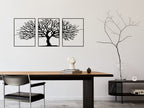 Tubibu Moderne Metall-Wandkunst 3er Set, 100% Metall - Metallische Wanddekoration, Wandbehang für Wohnzimmer, Schlafzimmer, Wohnheim, Wandskulpturen (Schwarzer Baum, klein)
