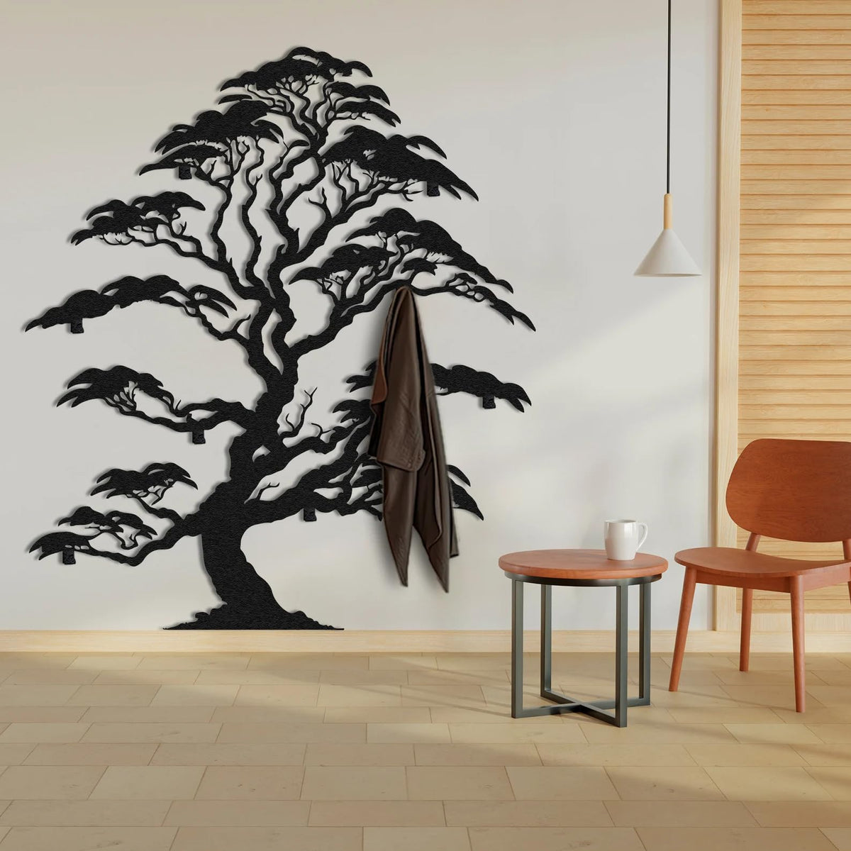 Baum des Lebens mit Haken – Metall-Wandgarderobe, 3D