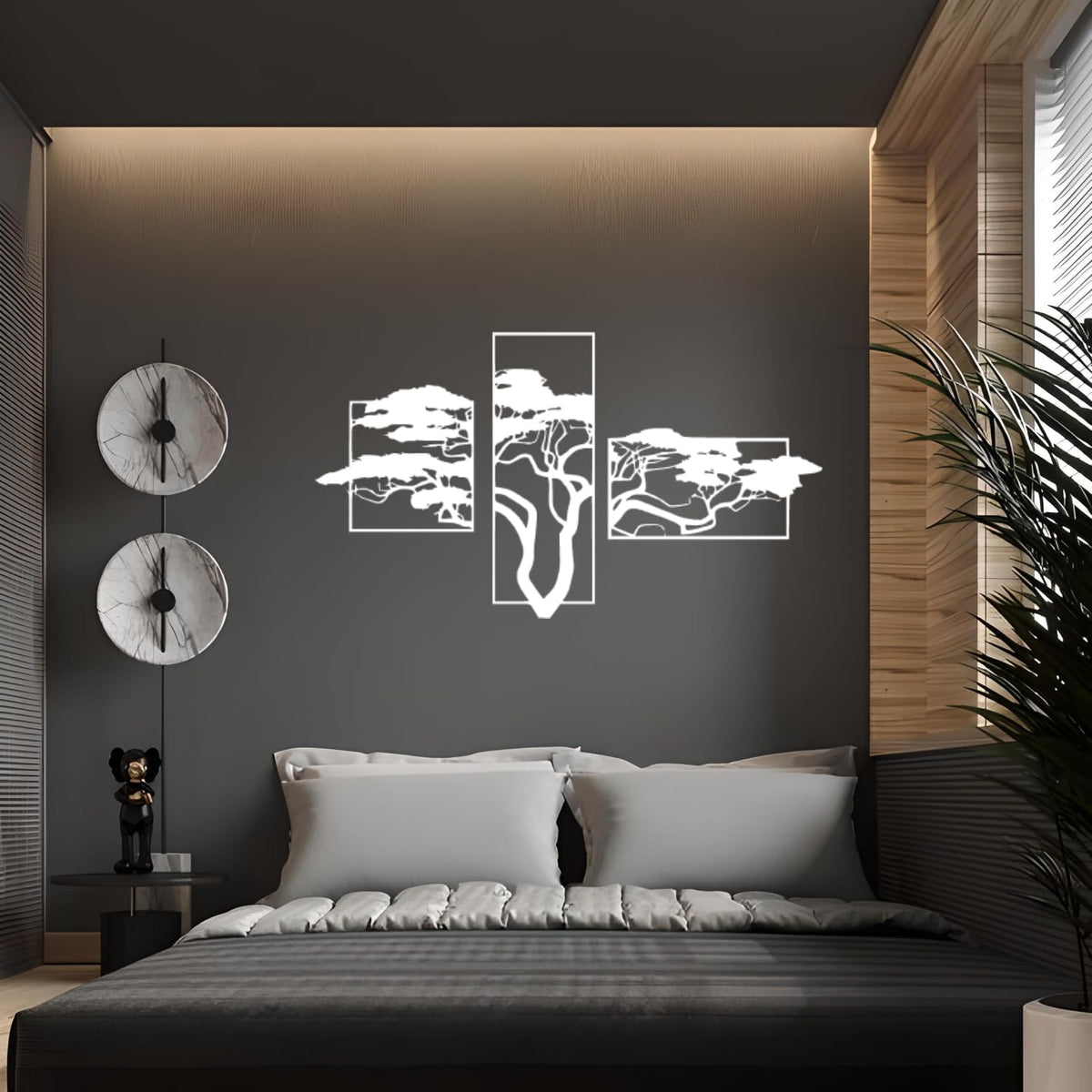 Baum des Lebens – Accasia, Weiß – Metall-Wandkunst, 3D
