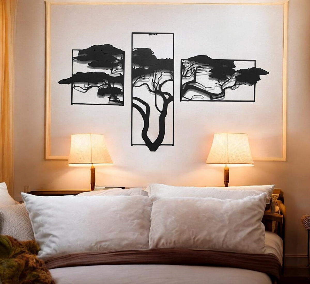 Baum des Lebens – Accasia, Schwarz – Metall-Wandkunst, 3D