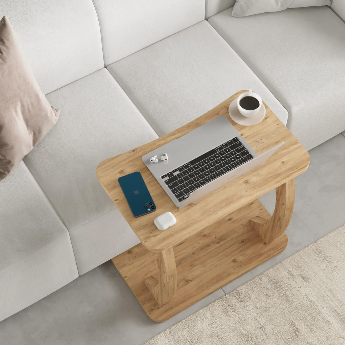 Modern Rolltisch Nussbaum-Optik