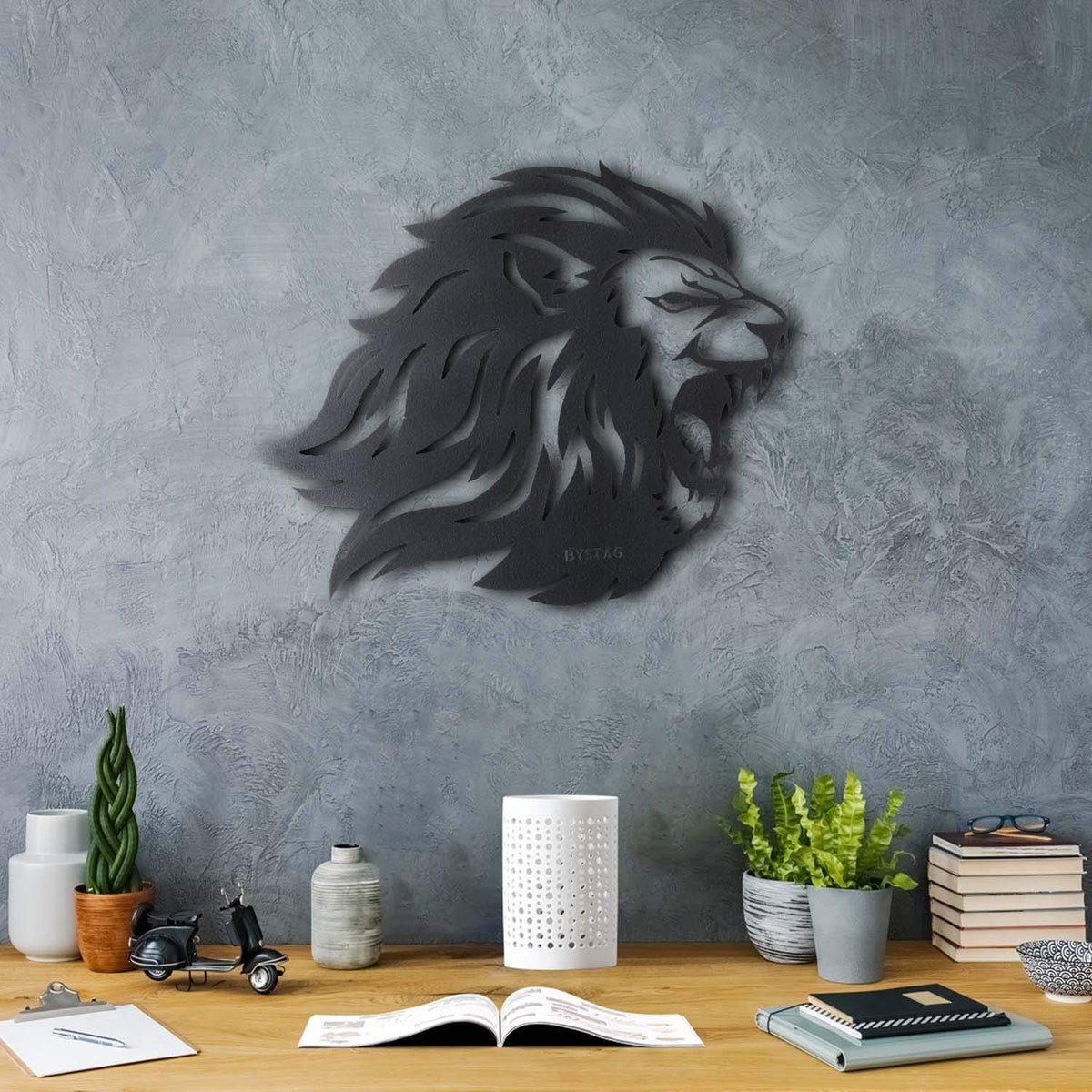 Tubibu Metall-Wanddekoration, Löwe, 3D-Metallskulptur, Wanddekoration für Zuhause, Büro, Schlafzimmer, Wohnzimmer, Außendekoration, 40,6 x 50,8 cm