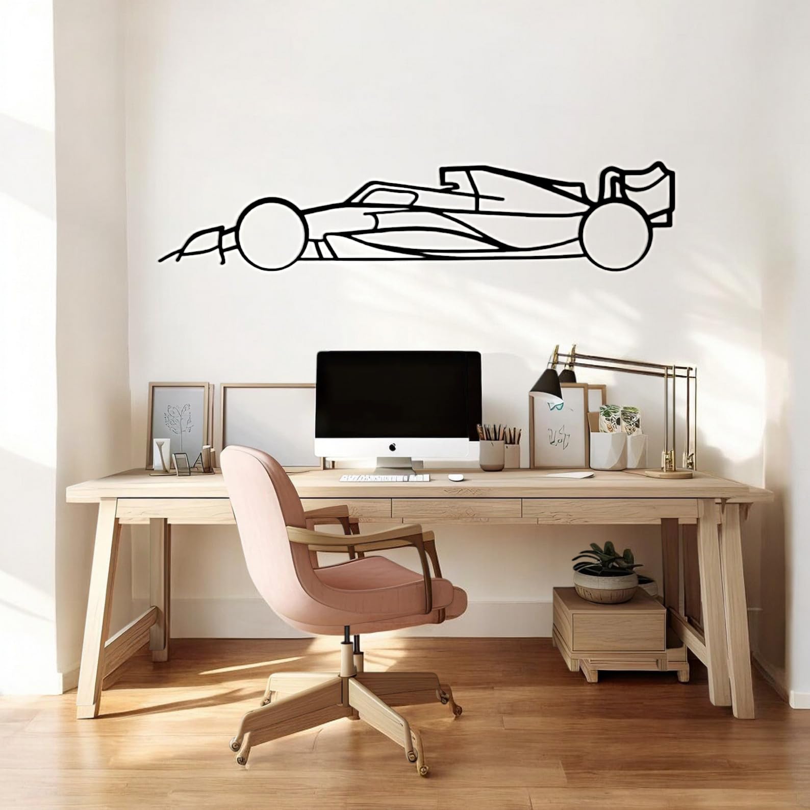 Tubibu Metall Wandbild, Wanddeko, Silhouette, Metal Car Wall Art, 3D Muster, Metall-Auto-Dekor, Schwarze große Auto Muster Wanddekoration für Zuhause Wohnzimmer (Small, 911)