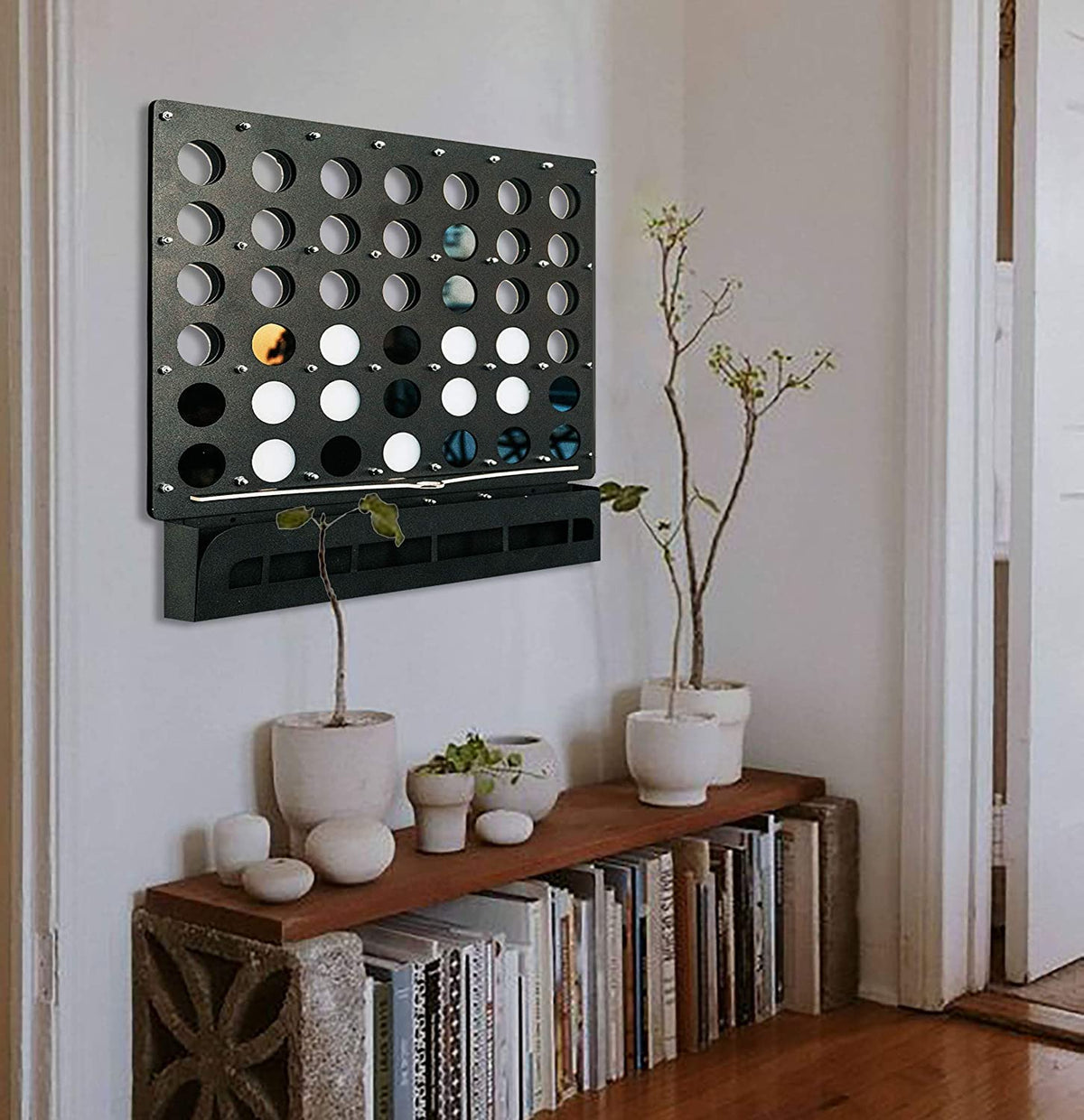 TUBİBU Einzigartige Wanddekoration, bequem zu spielen, außergewöhnliches Geschenk, Wanddekoration, Wandkunst (Connect 4), Schwarz